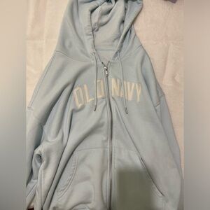 Girls’ Oversized Old Navy Graphic Logo Draw String Hooded Full Zip Hoodie